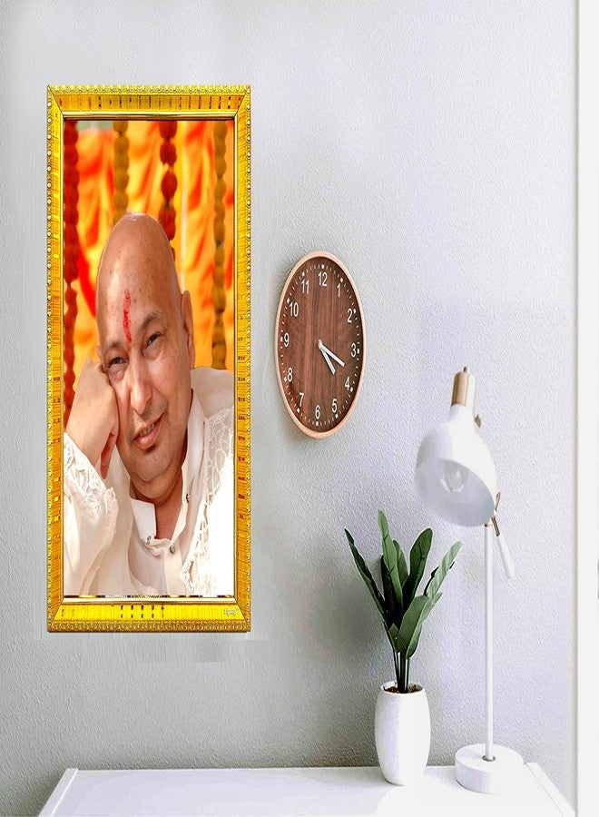 ZIG-ZAG zig zag Jai Guruji Gurudev Photo Frame For Wall / Table / Pooja Room ( 7x9 inches, Acrylic Glass) Golden - Image 2